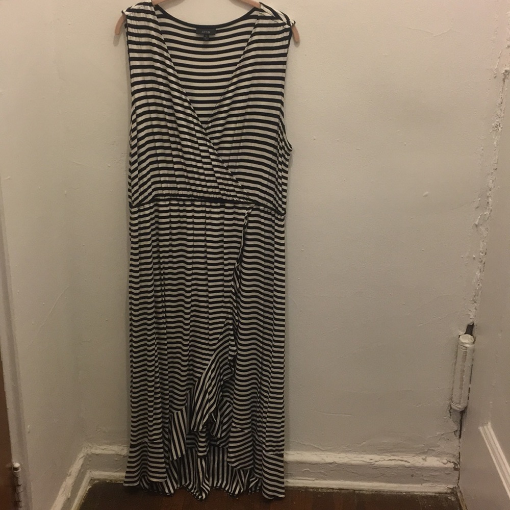 Black and white striped dress